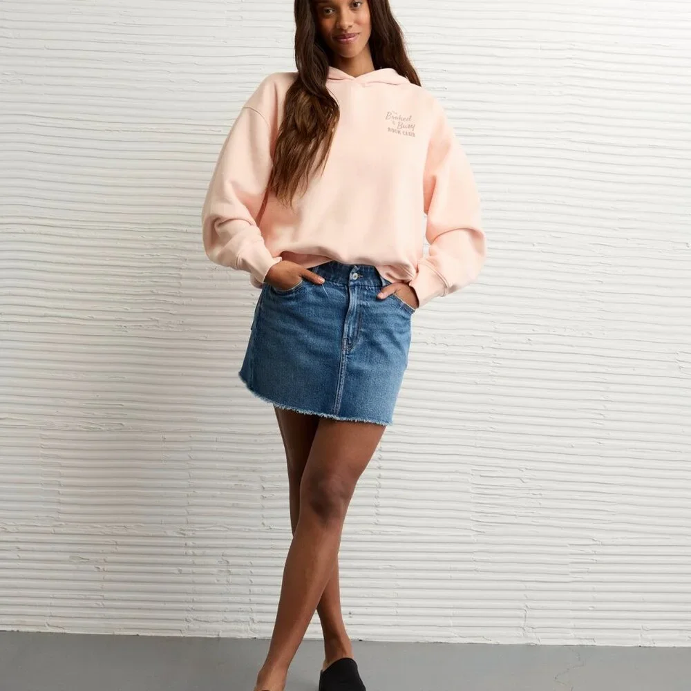 American Eagle Pink Book Club Sweatshirt Hoodie XS NWT Booked & Busy - Picture 13 of 13